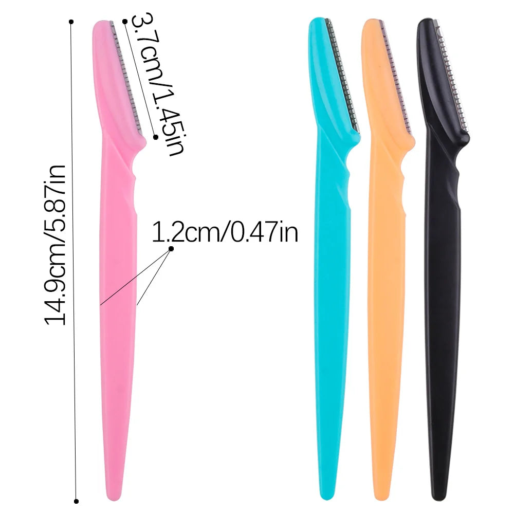3Pcs Women Eyebrow Razor Stainless Steel Curved Blade Portable Household Facial Grooming Accessory Pi-Mart