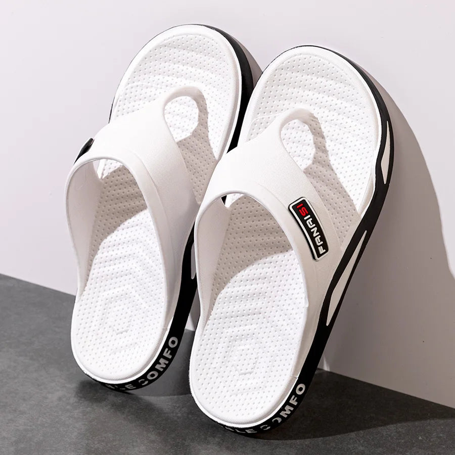 Fashion Men's Slippers Summer Outdoor Flip Flops Non-slip Indoor Bathroom Couple Leisure Beach Shoes Sandals Pi-Mart