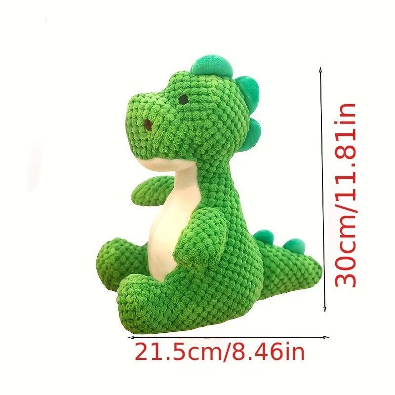 Green, Durable, Chewable Plush Dinosaur Dog Toy with Squeaks - An Interactive Pet Toy Suitable for Medium-Sized Dogs. Pi-Mart