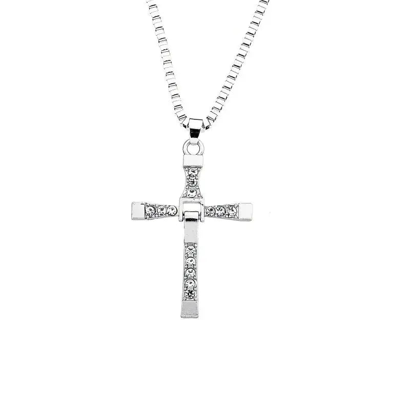 Dominic Toretto The Fast and The Furious Celebrity Vin Diesel Item Crystal Jesus Men Cross Pendant Necklace Gift Jewelry Pi-Mart