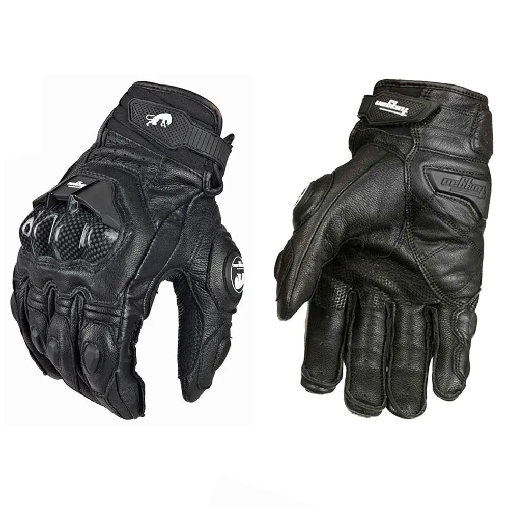 Motorcycle Gloves Black Racing Genuine Leather Motorbike White Road Riding Team Glove Summer Winter Wearable for Furygan AFS 18 Pi-Mart