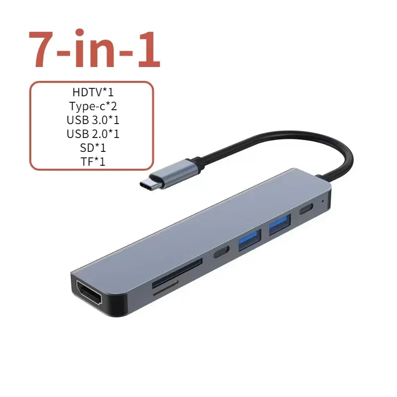 5-in-1 Type-C Hub & USB-C Dock - Multi-Function Adapter for Phone, PC, and Mac Pi-Mart