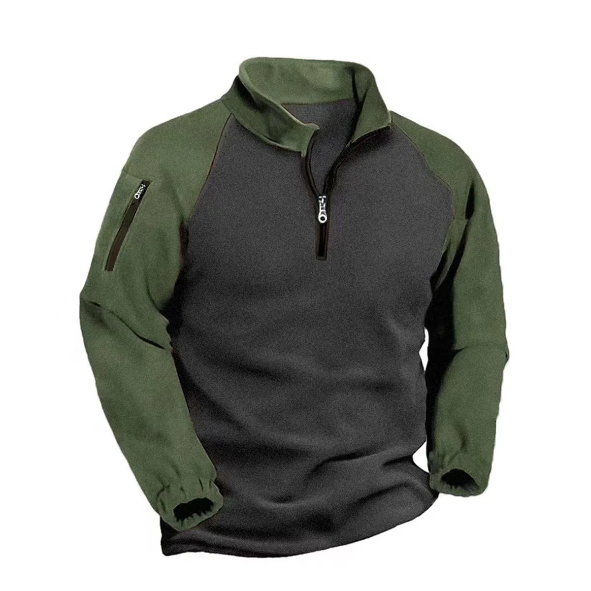 Autumn Winter Men's Fleece Hoodies Half Zipper Patchwork Pullover Coats Men Fashion Outdoor Warm Sweatshirts Male Casual Hoodies Pi-Mart