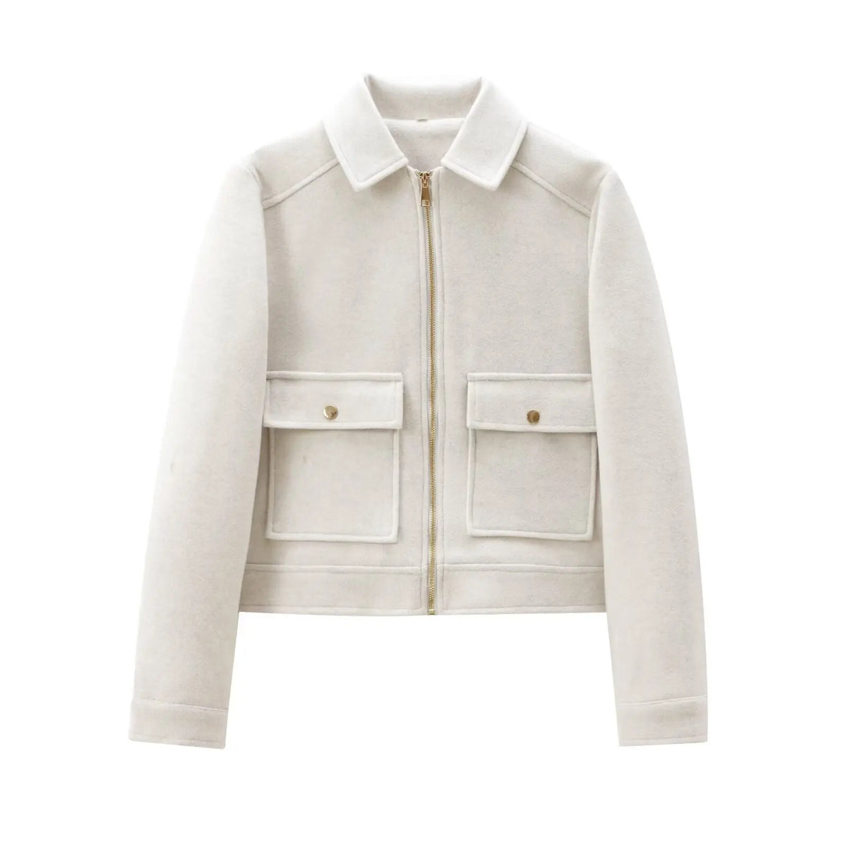 Women's Zipper Jacket Coat New Winter Long Sleeve Pocket Outerwear Coat Short Street Elegant Women's Jacket Pi-Mart