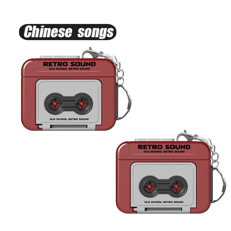 1/2Pcs Retro Tape Recorder Keychain Mini Recording Music Box Pendant Keyring Backpack Ornament Birthday Couple Personalized Gift Pi-Mart