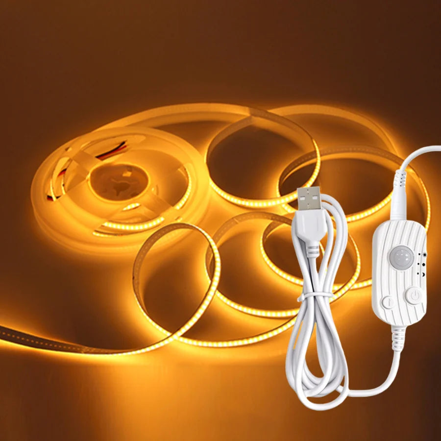 PIR Induction Dimmable 5V USB Adjustable COB Light Strip Motion Sensor Night Light Bathroom, Bedroom, Bed TV Lighting Decoration Pi-Mart