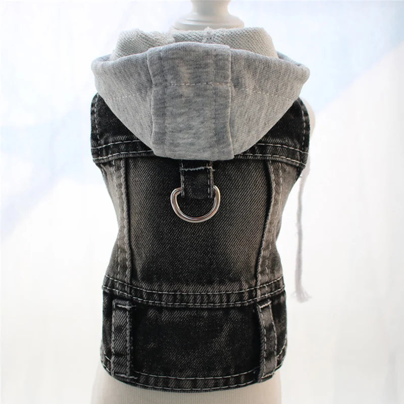 Denim Pet Clothes for Small Dogs Puppy Jeans Hoodie with Gray Cap Blue Denim Chihuahua Jacket 2026 New Designer Cowboy Shirt Pi-Mart