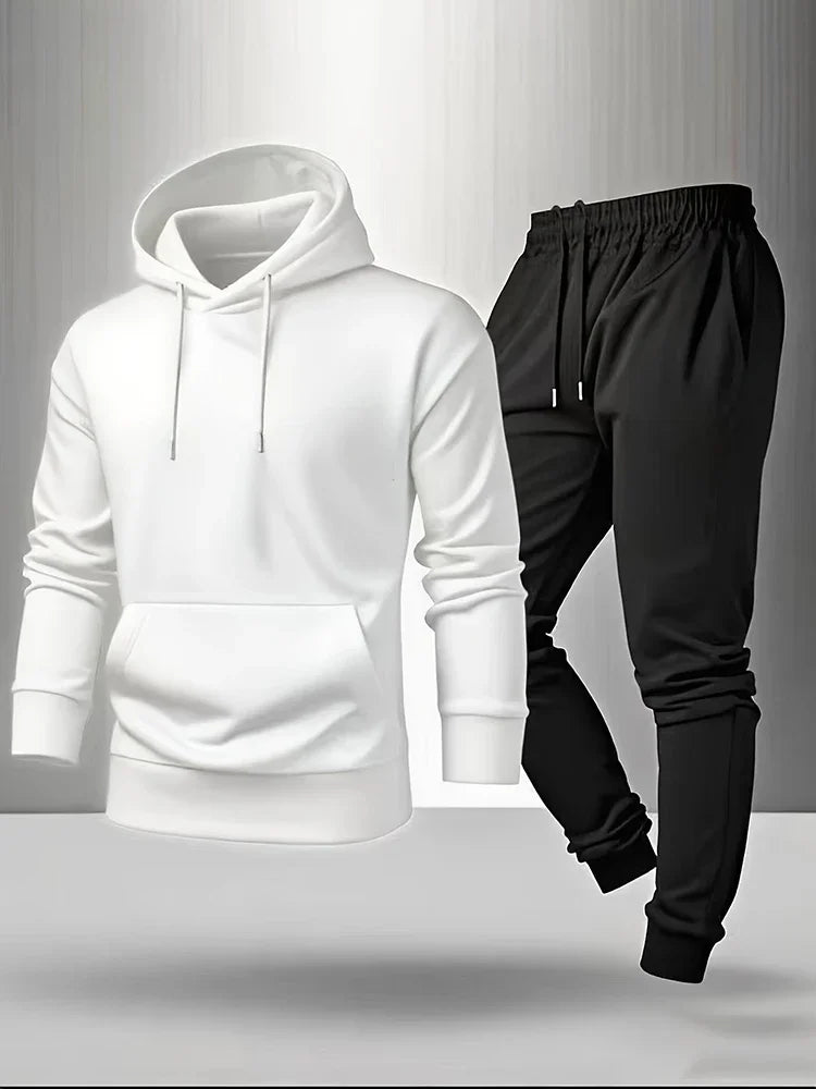 Men's Tracksuit Casual Hoodies Sweatshirts Suit Outdoors Gym Sports Jogging Clothing Autumn Winter Fashion Sweatpants 2 Pcs Sets Pi-Mart