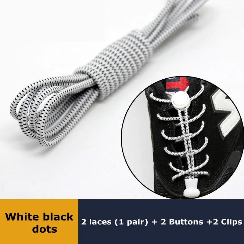 1Pair Shoelaces for Sneaker Elastic No Tie Shoe Laces Stretching Lock Lazy Laces Quick Rubber Shoelace Round Shoestrings Pi-Mart