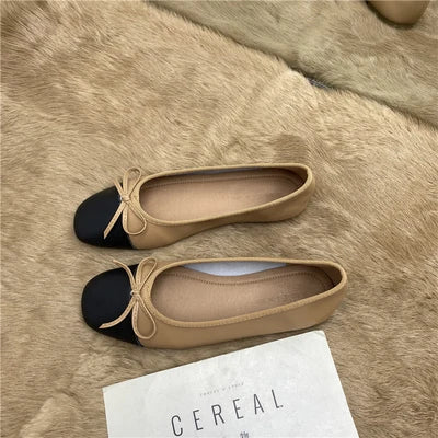 Large Size 44 45 46 47 48 Flat Shoes Women's Spring Autumn Bow New Square Toe Shallow Ladies Shoes loafers women zapatos mujer Pi-Mart