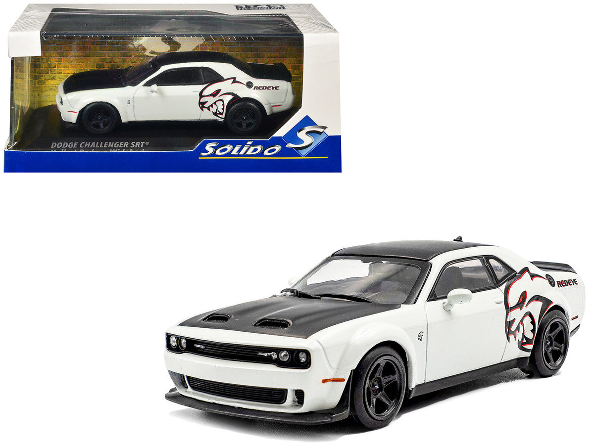 2020 Dodge Challenger SRT Hellcat Redeye Widebody White Knuckle with Matt Black Hood and Top 1/43 Diecast Model Car by Solido LuxuryLifeWay Online Store