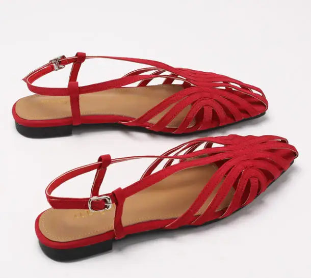 Women Plus Size Flat Gladiator Sandals Summer Sexy Luxury Gold Narrow Band Hollow Out Designer Brand Party Dress Shoes Sandalias LadyShow.Store