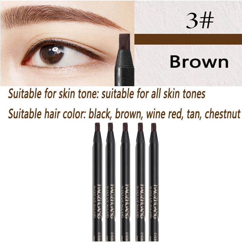 5PCS Haozhuang Eyebrow Pencil Brown Wholesale Cosmetic Pencil Product Natural Waterproof Long-Lasting Tattoo Brush Makeup Beauty Tri Light Beauty