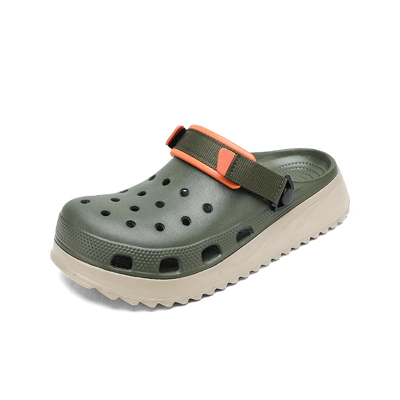 Casual Clogs Men 2026 New Trendy Summer Beach Sandals for Men Thick-bottom EVA Garden Shoes Closed-toe Fashion Slippers for Men Pi-Mart