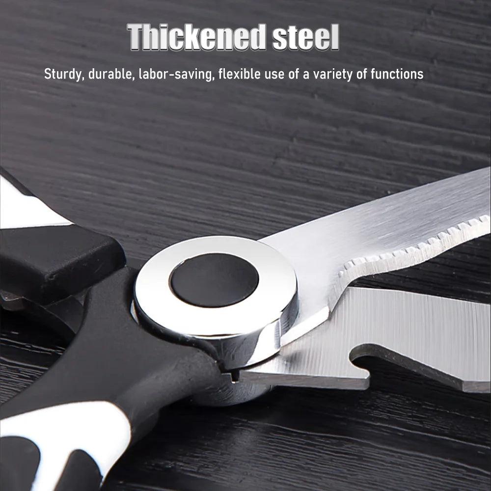 Multifunctional Scissors Kitchen Stainless Steel Scissors Chicken Bone Meat Fish Killing Dedicated Household Gadgets Scissors Pi-Mart