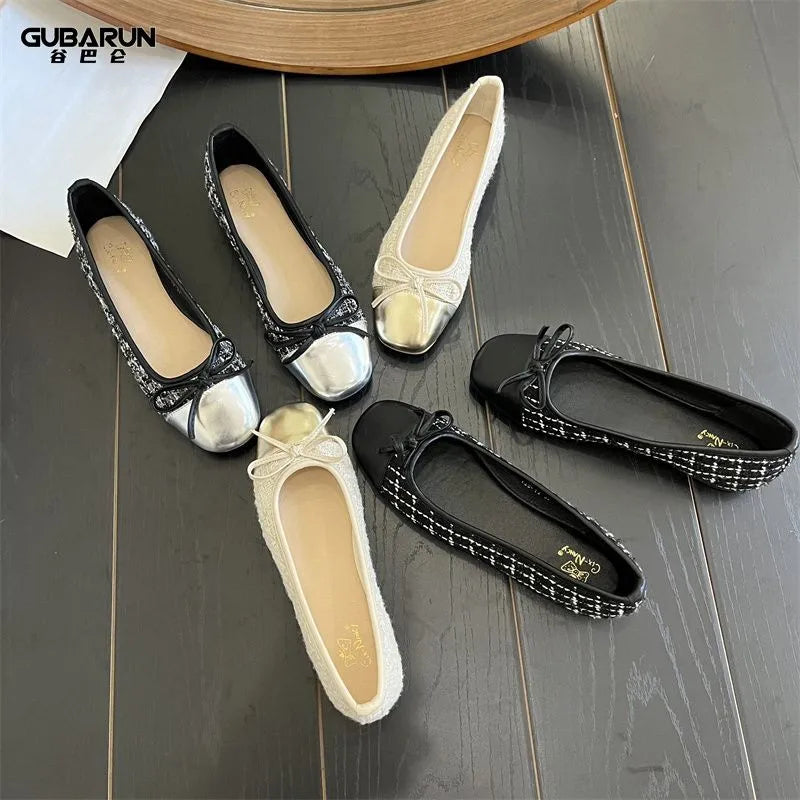 Women's Shoes Autumn New Ballet Shoes Leather Round Head Women's Shoes Flat Casual Classic Breathable Style Ladies Single Shoes LadyShow.Store