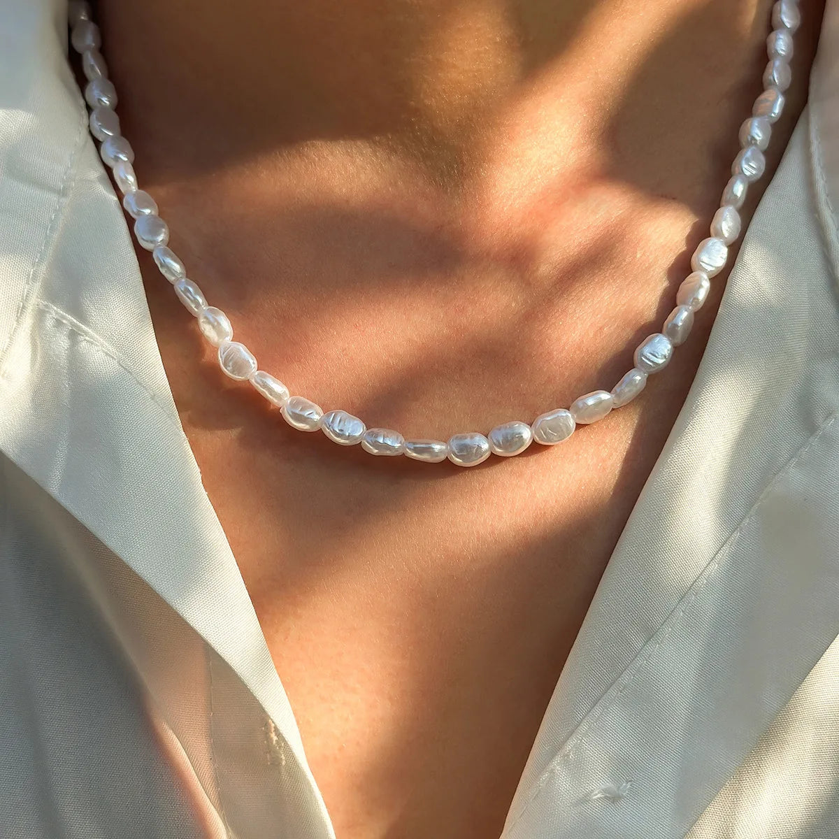 Boho Handmade Imitation-Pearl Chain Necklace Bracelet for Men Trendy Vintage Clavicle Chain on Neck Jewelry Set New Steampunk Pi-Mart