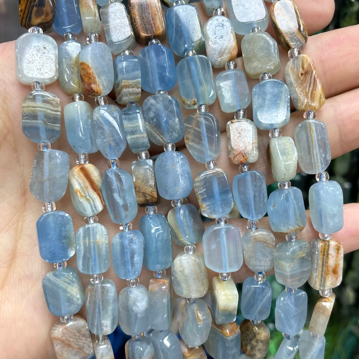 Natural Stone Flat Rectangle Amethyst Lapis Lazuli Quartz Apatite Spacer Beads For Jewelry Making Diy Bracelet Accessorie 8*12MM Pi-Mart