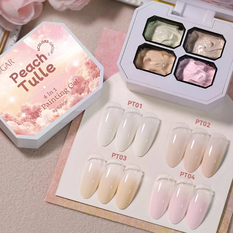 UR SUGAR 4 IN1 Pat Painting Gel Nail 4 Colors Gradient Painting Gel Nail Art Semi Permanent Soak Off UV Nails Used For Gel DIY Tri Light Beauty