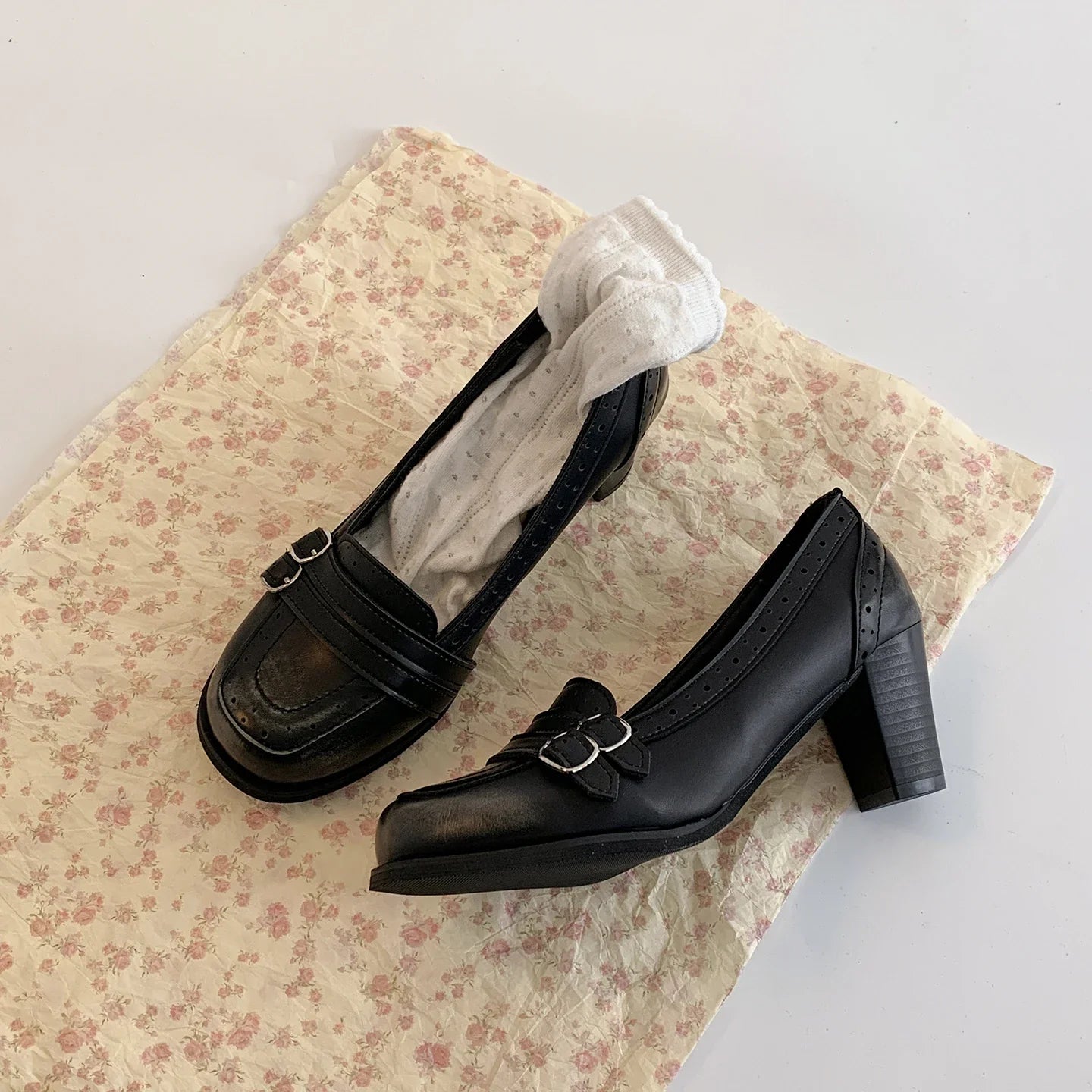 Vintage Thick Heel Women Mary Jane Shoes Ladies Concise Slip On Pumps Spring Autumn Women's Party Dress Shoes LadyShow.Store