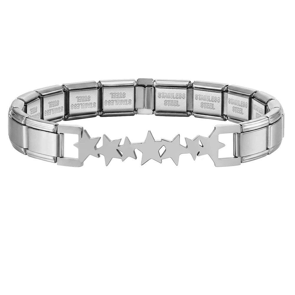 Italian Charm Link for Women Men 9mm Width Silver Gold Color Chain Stainless Steel Bracelet on Hand DIY Making Jewelry Wholesale Pi-Mart