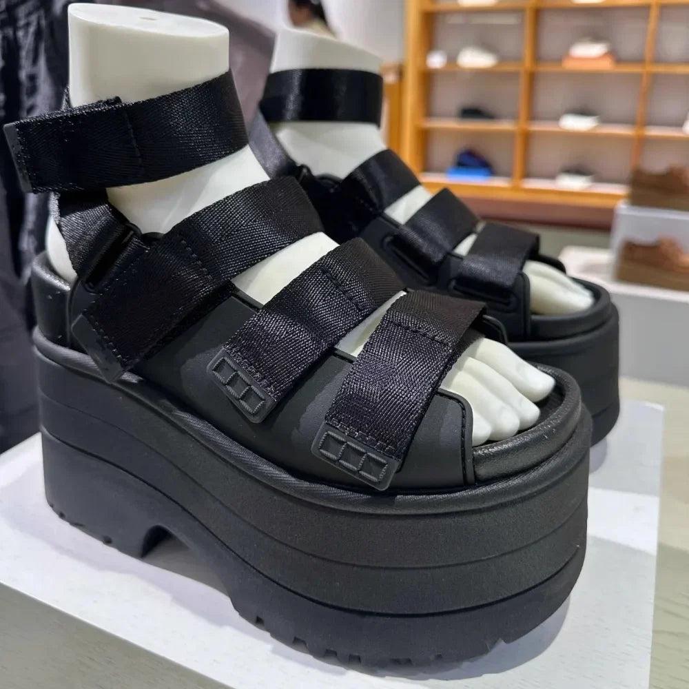 11CM High Platform Sandals Women Summer Hidden Heel Casual Mules Shoes Female Outside Beach Slipper Breathable Chunky Sneakers LadyShow.Store