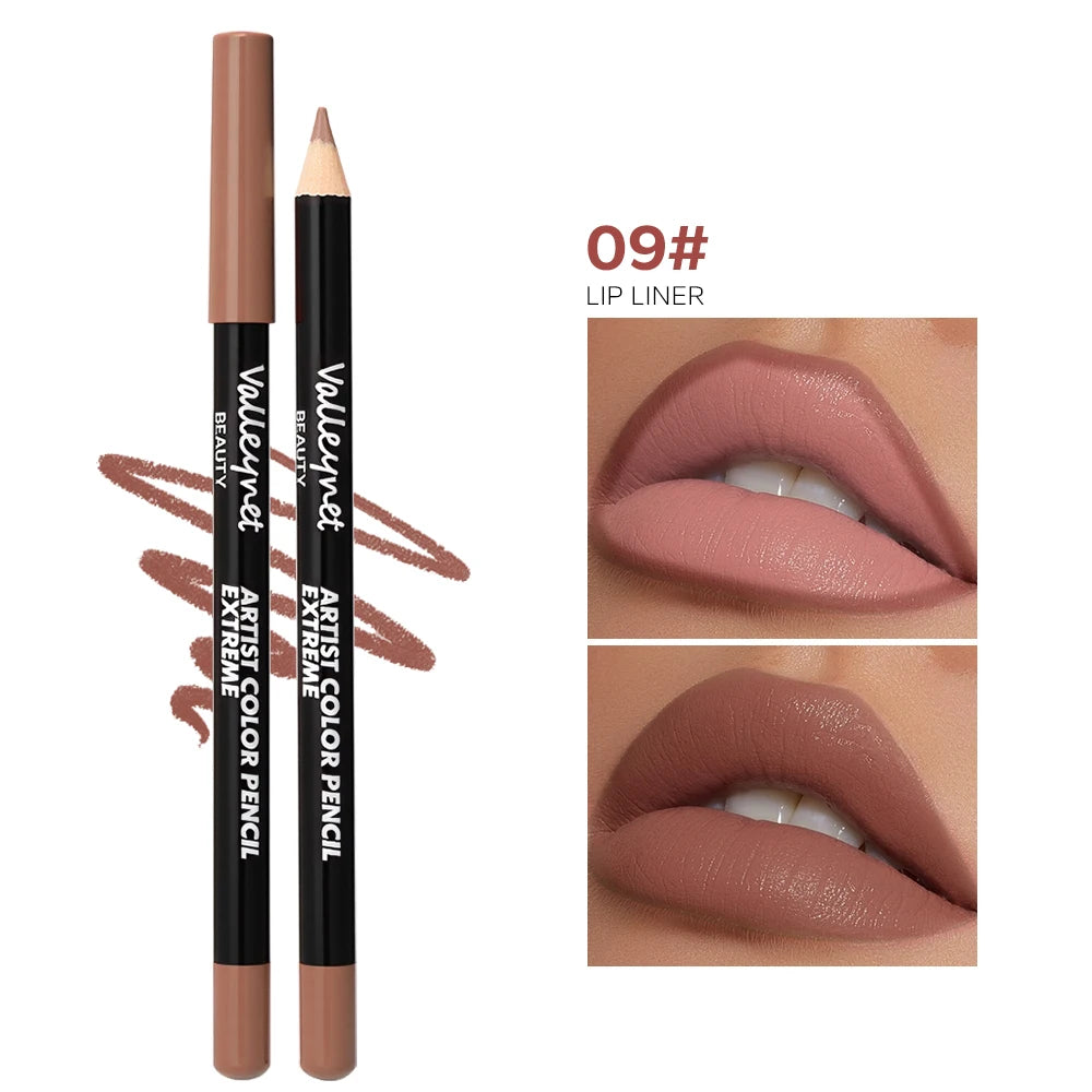 4pcs/Set lip liner set and eyeliner set Nude Brown Collection Long-lasting Matte Waterproof Lipstick Set Women'S Lip Cosmetics Pi-Mart