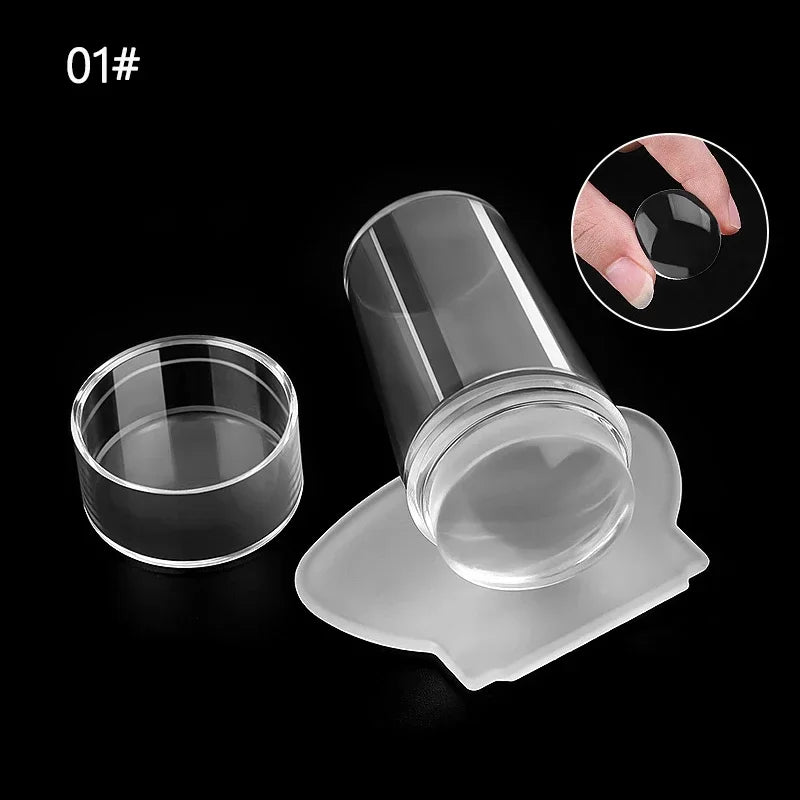 Nails Art Stamping Plates Kit French Manicure Design Plate Stamp Polish Stencil Template Seal Stamper Scraper Accessories Tools Tri Light Beauty