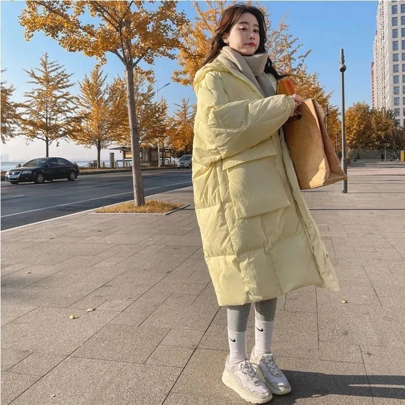 2024 New Korean Women's Jacket Winter Parkas Loose Hooded Cotton Padded Female Long Down Jacket Thicken Oversize Puffer Coats LadyShow.Store