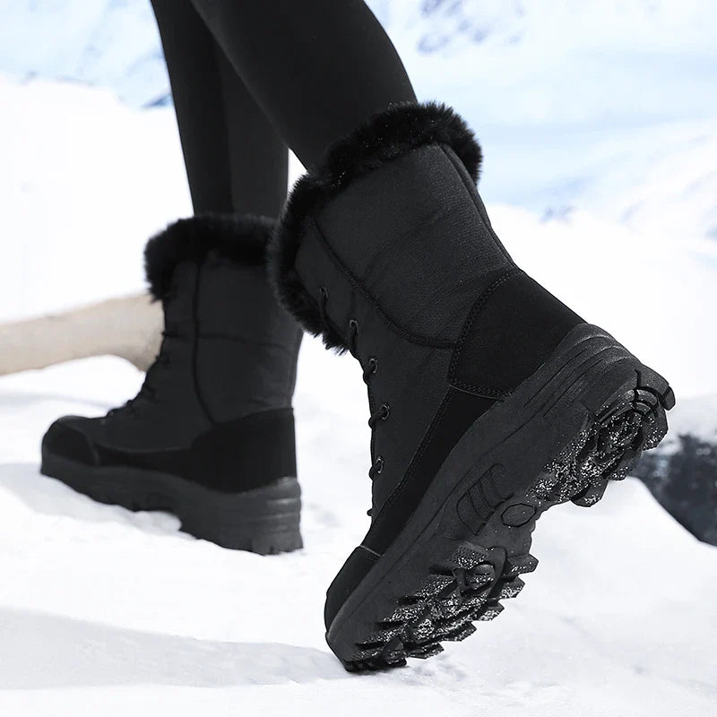 Winter Snow Boots for Women, Waterproof, Non-Slip, Warm, Northeast-Style Large Cotton Shoes, Ski Boots, Fleece-Lined, Thickened, Wear-Resistant, High-Top Cotton Boots LadyShow.Store