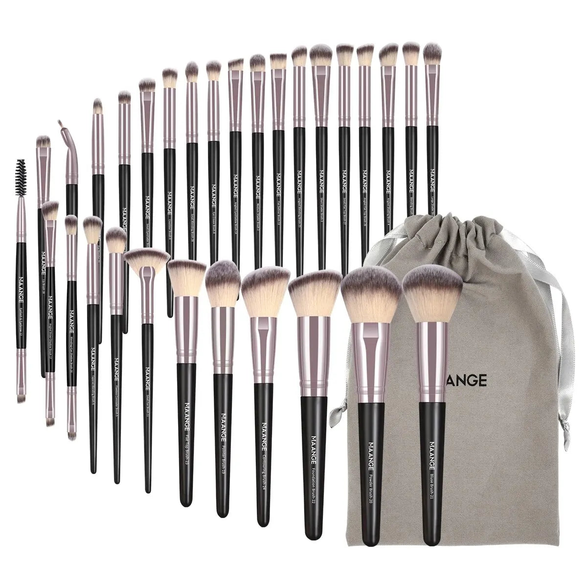 MAANGE 30pcs Professional Makeup Brush Set Foundation Concealers Eye Shadows Powder Blush Blending Brushes Beauty Tools with Bag Pi-Mart