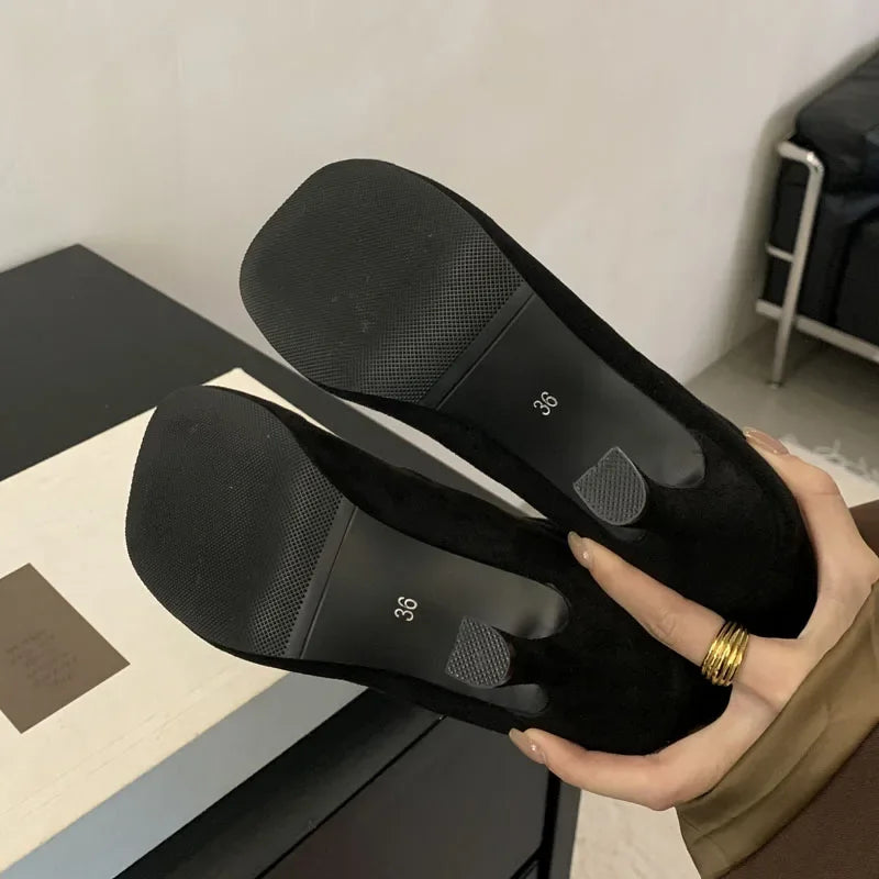 Eilyken Street Style Pleated Round Toe Women Ankle Boots Thin Heels Shoes Winter Concise Chelsea Short Botas Mujer LadyShow.Store