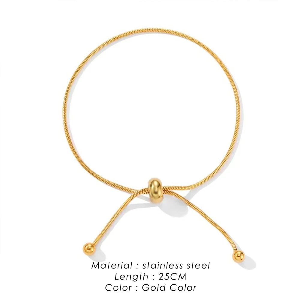 Korean Adjustable Stainless Steel Bracelet for Women Girl Men High Quality Design Gold Color Snake Chain Jewelry Wholesale Pi-Mart