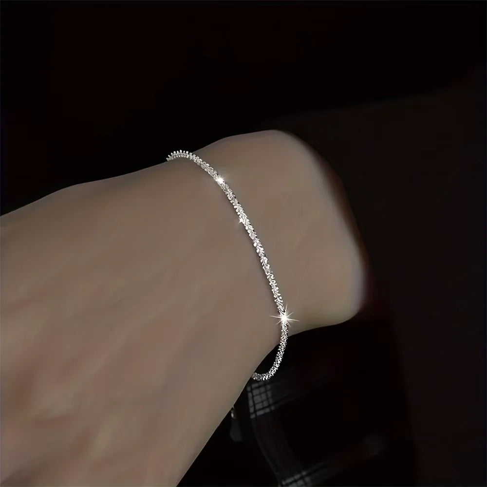 Starry Sky Sparkling Necklace, Women's Clavicle Chain Bracelet, Simple Sparkling Plain Chain, Stackable Design Pi-Mart