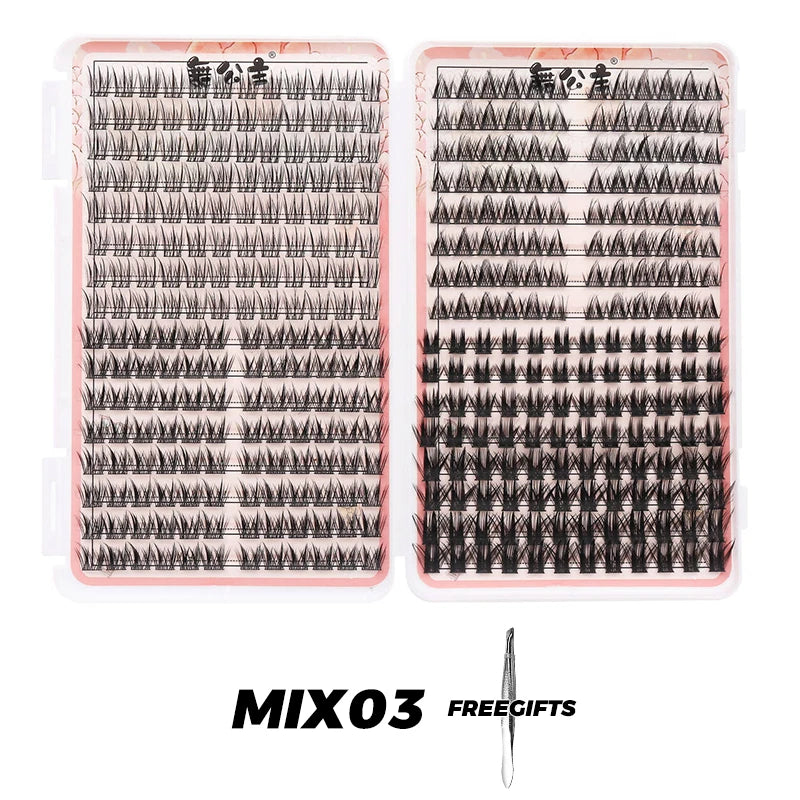 DINGSEN Eyelash Clusters Book Large Capacity Volume Individual Lashes Book Natural Long DIY Cluster Eyelash Extensions Makeup Pi-Mart