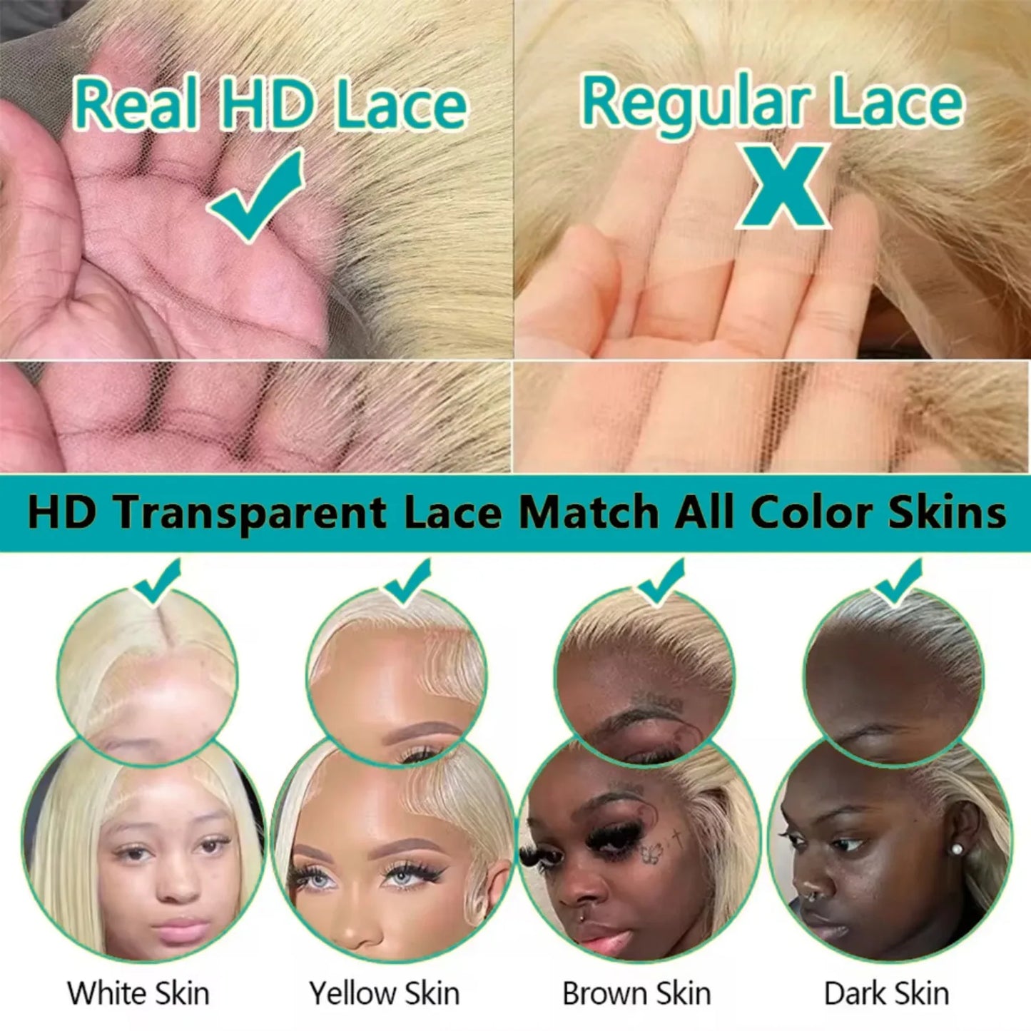 613 Human Hair Wig 13x6 Body Wave Blonde HD Lace Frontal Wig Pre Plucked 13x4 Transparent Lace Front Wigs For Women 200% Density LadyShow.Store