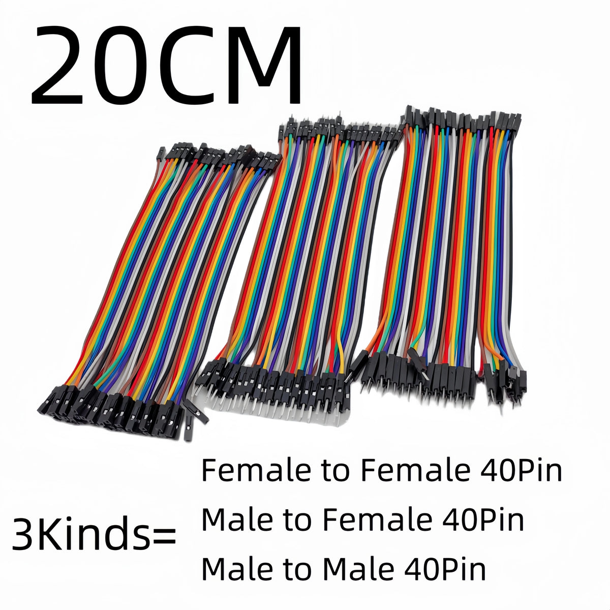 40-120pcs Dupont Line 10CM 20CM 30CM 40Pin Male to Male + Male to Female Female to Female Jumper Wire Dupont Cable for DIY KIT Pi-Mart