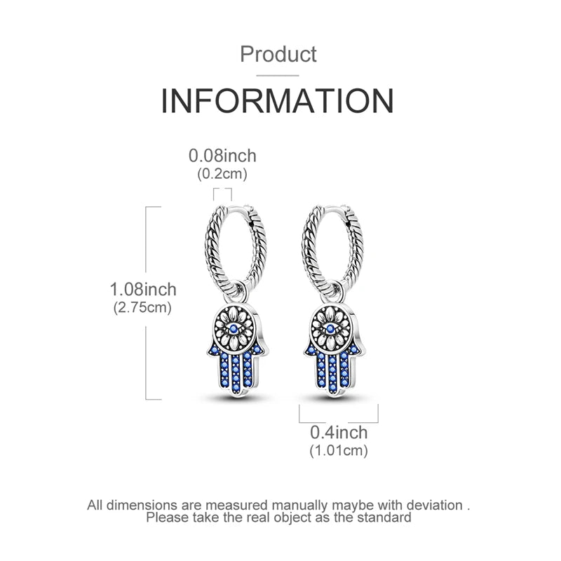 925 Sterling Silver Hoop Earring For Woman Night Sky Blue Purple Gemstone Original Earrings Fashion Jewelry Gift Pi-Mart