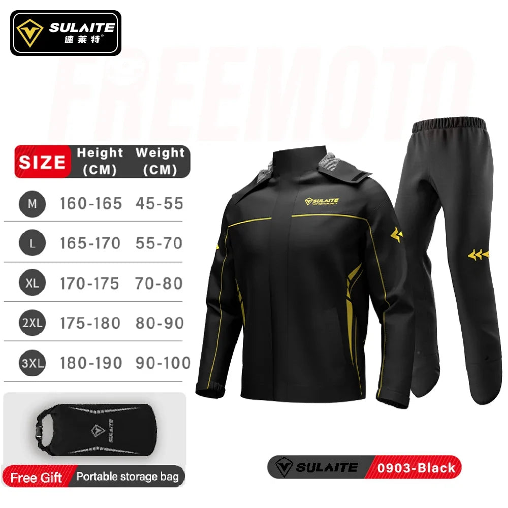 SULAITE Rain Suit Motorcycle Rain Gear Suit for Men & Women Jackets & Pants Reflective Waterproof Breathable Rainsuit LadyShow.Store