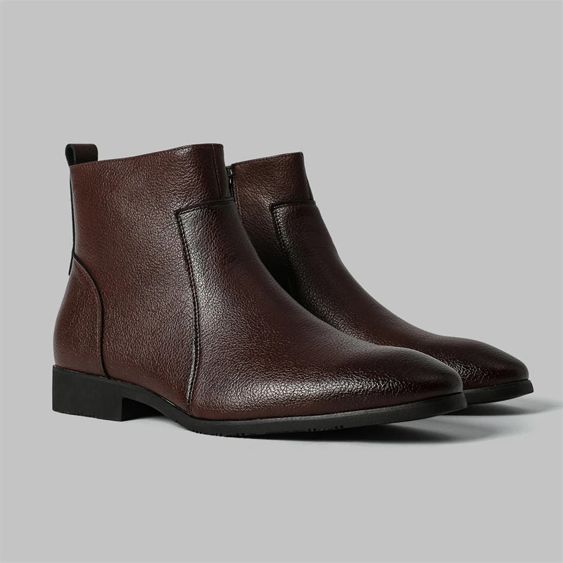 Winter New Men Business Boots Black Red Simple Slim Fit Soft Leather Boots Casual and Fashionable Chelsea Boots 38-46 Men Boots Pi-Mart