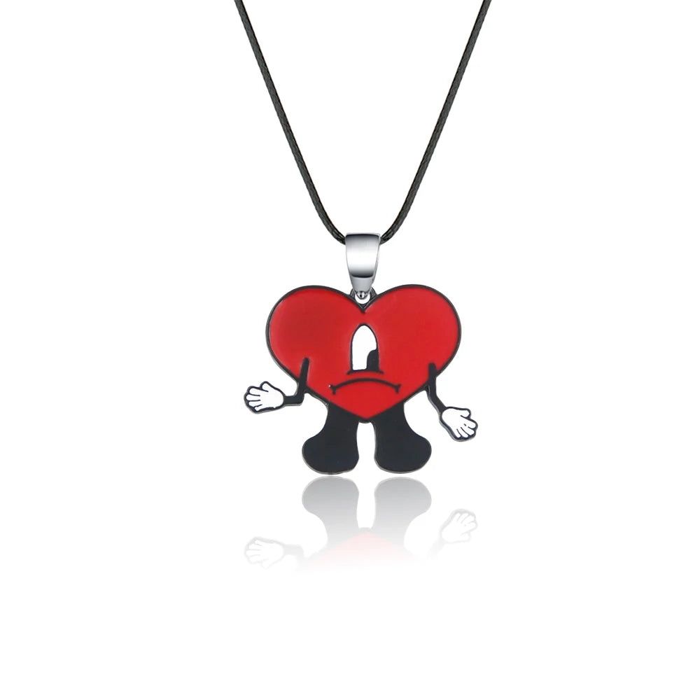 Cute Rabbit Bad Bunny Keychain Fashion Heart Pendant Keyring For Women Men Jewelry Gift Pi-Mart