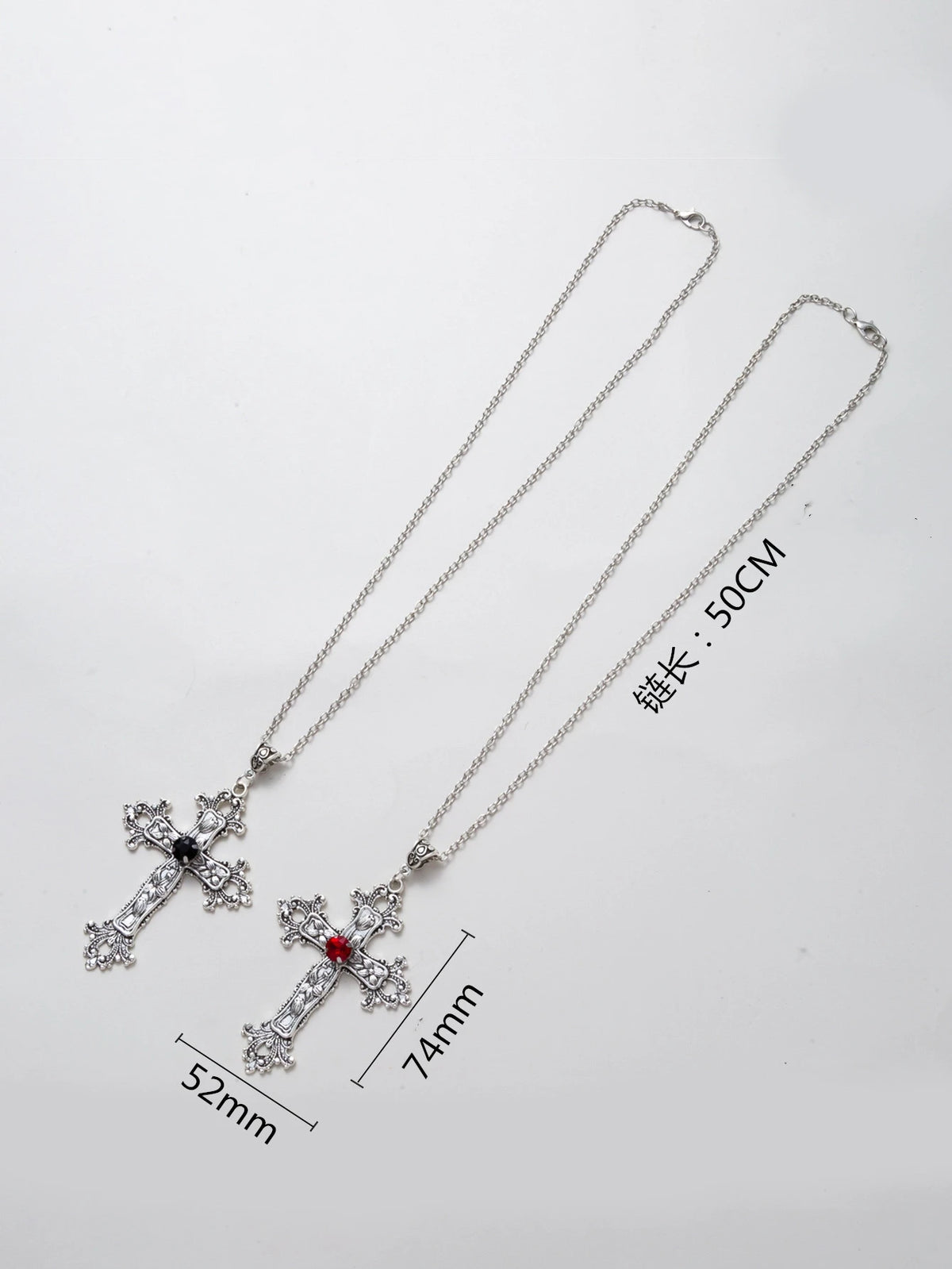 Y2K Punk Crystal Big Cross Pendant Necklaces for Women Men Gothic Irregular Cross Clavicle Chain Necklaces Jewelry Pi-Mart