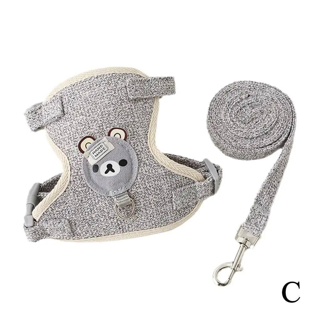 Cat Dog Harness with Lead Leash Adjustable Vest Mesh Breathable Adjustable Chest Harness Outdoor Walking Cat Pet Supplies Pi-Mart