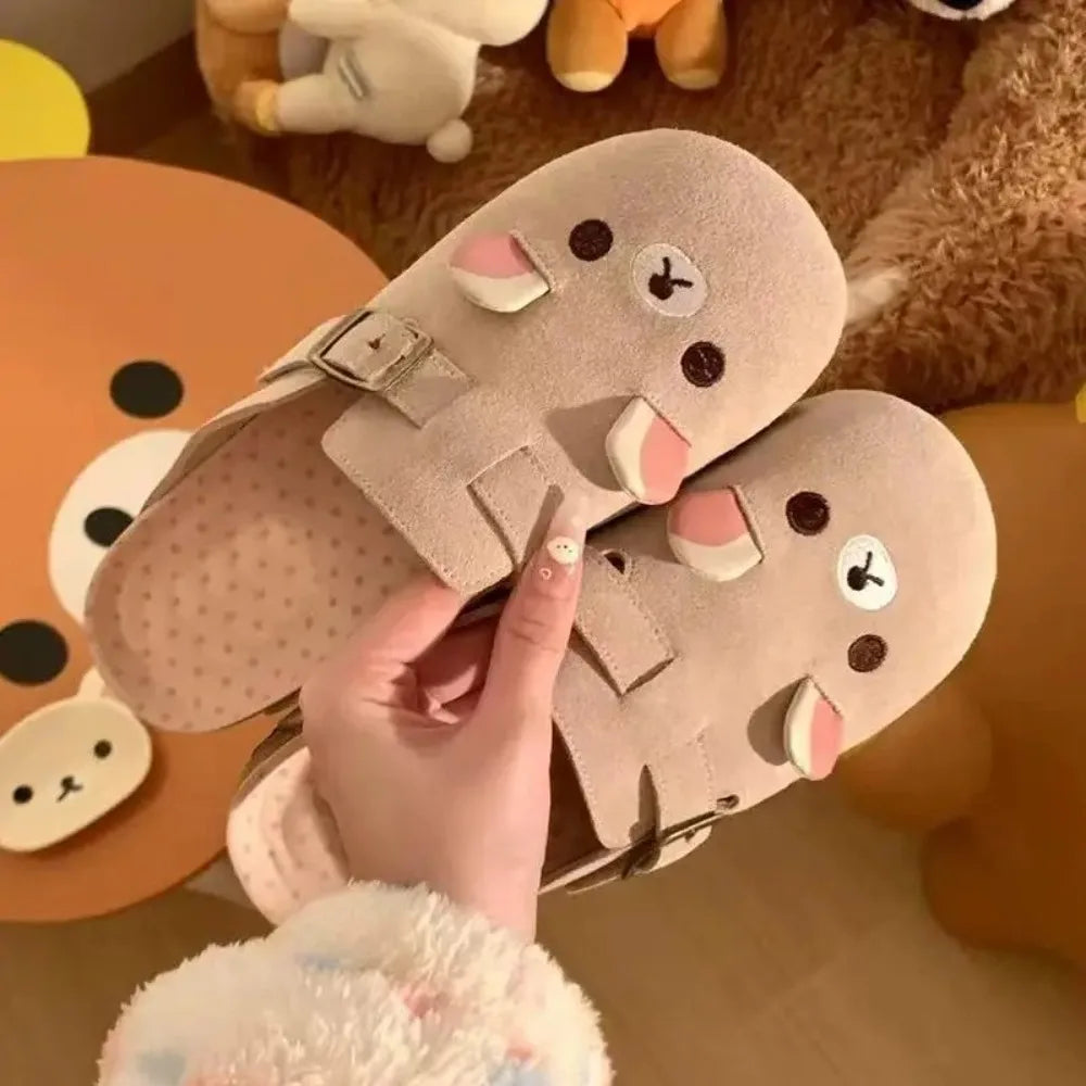 New Thick Bottom Rilakkuma Women's Shoes Cartoon Height Increase Anime Periphery Retro Cute Rilakkuma Slippers LadyShow.Store