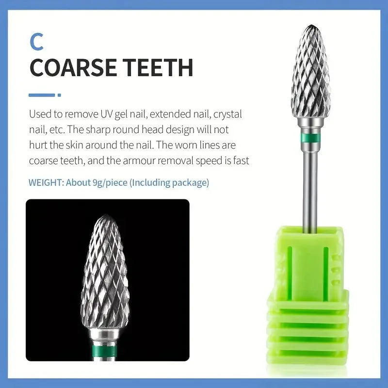 Tungsten Carbid Nail Drill Bits Electric Manicure Drill Accessory Milling Cutters for Nail Gel Polish Remover Nail Tools Efiles Tri Light Beauty