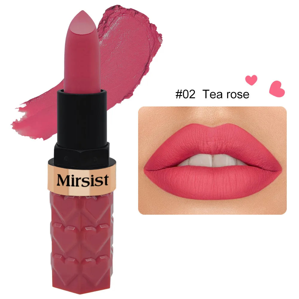Matte Lipstick Nude Peach Brown Cherry Shades Velvety Smooth Long-Lasting Rich Pigment Waterproof Non-Stick Cup Lip Stick Makeup Pi-Mart