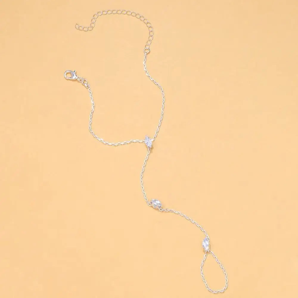 2025 Party Bling Zircon Crystal Bracelet Hand Chain for Women Rhinestone Thin Chain Finger Bracelet Jewelry Accessories Gift Pi-Mart