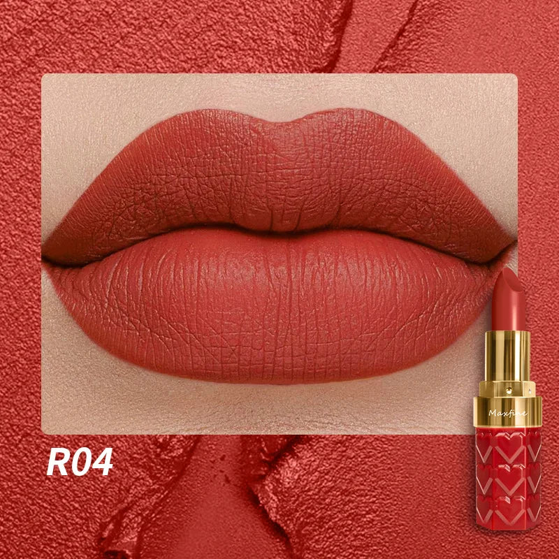 Nude Matte Lipsticks 4 Colors Waterproof Long Lasting Lip Stick Not Fading Sexy Nude Red Pink Velvet Lipsticks Makeup Cosmetic Tri Light Beauty