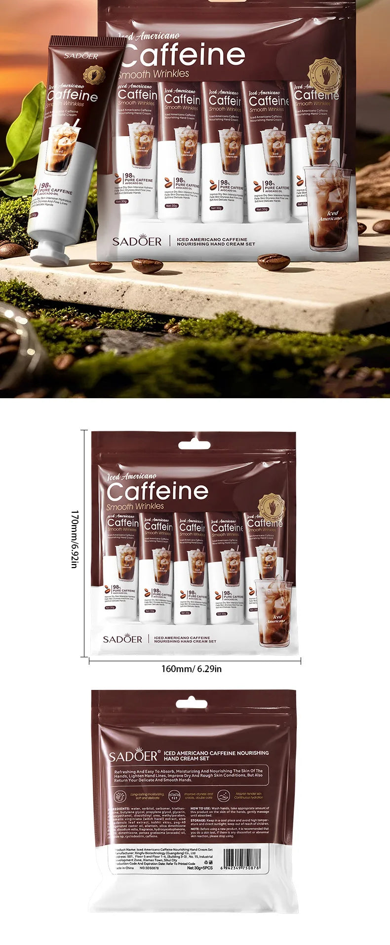 Iced Americano Coffee Hand Cream Set Deeply Moisturizes and Protects Hands in Autumn and Winter Pi-Mart