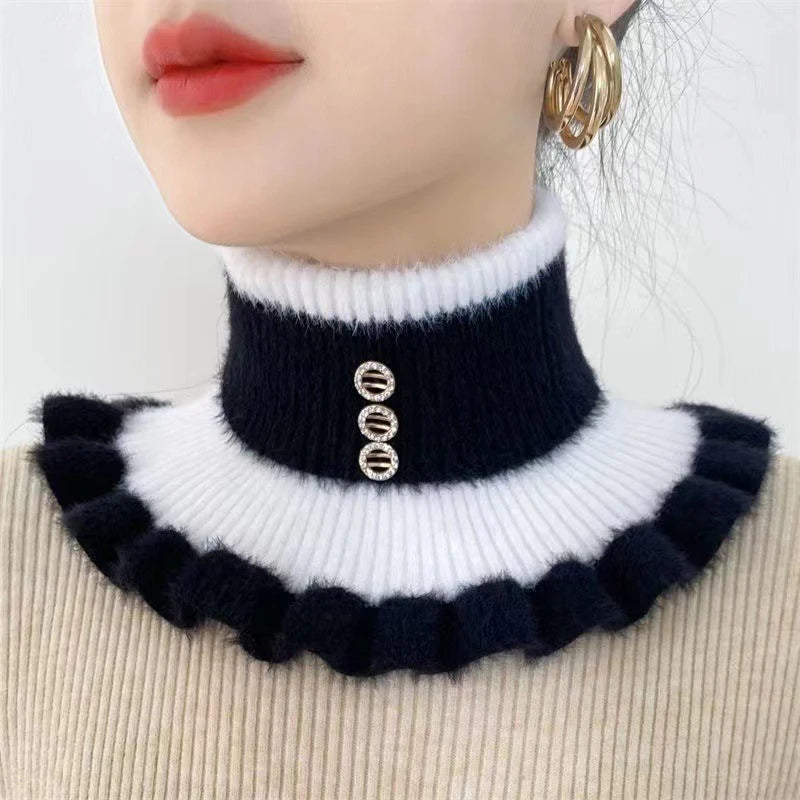 Warm Knitted Fake Collar Women Thicken Turtleneck Ruffles False Collars Detachable Neck Guard Winter Windproof Fake Collar Pi-Mart